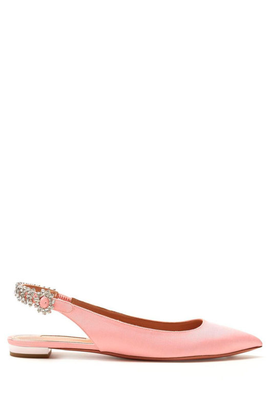 zapatos de novia bajos color rosa de Aquazurra.