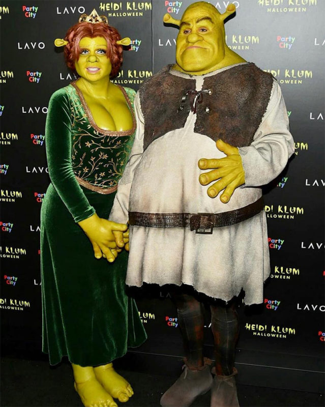 Heidi Klum y Tom Kaulitz como Fiona y Shrek.