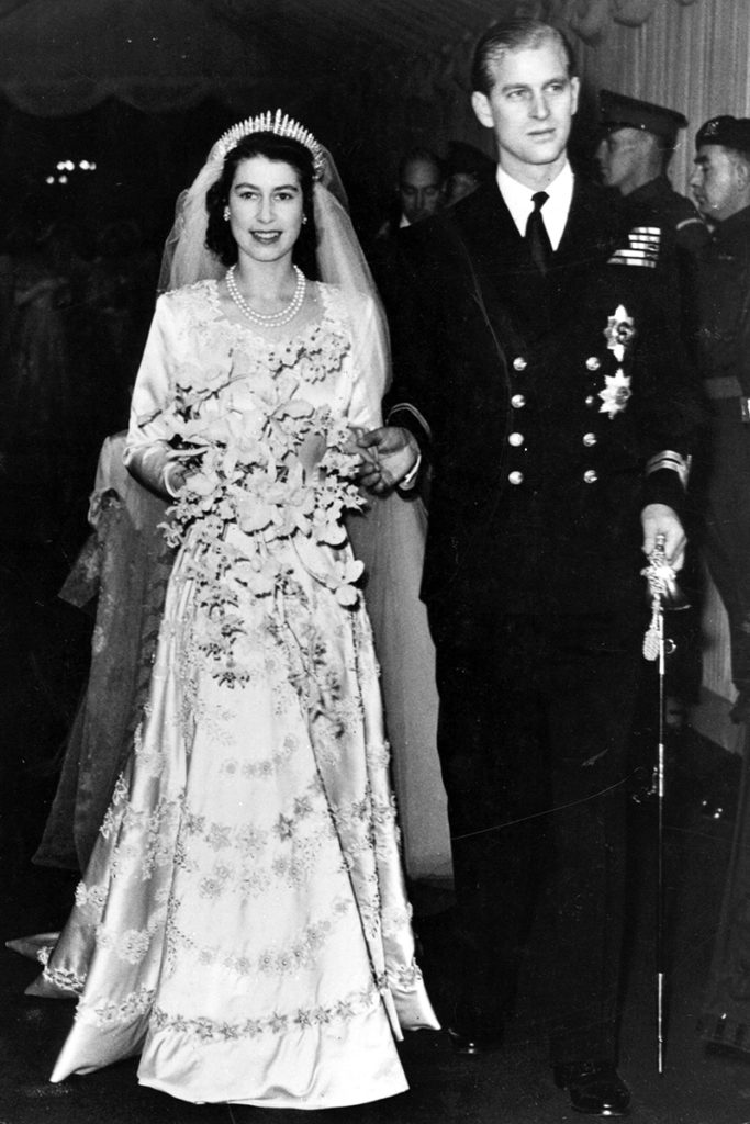 El vestido de novia de Isabel II.